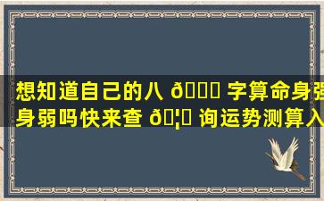 想知道自己的八 🐅 字算命身强身弱吗快来查 🦁 询运势测算入口！
